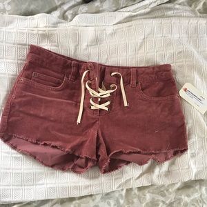 billabong red corduroy shorts